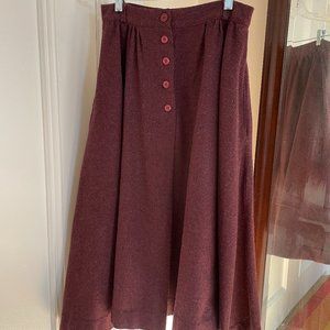 Vintage wool burgundy full skirt